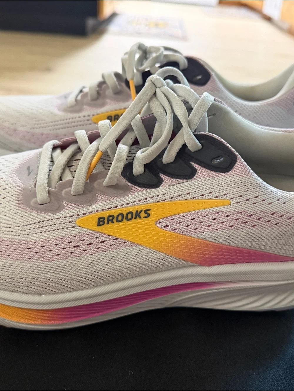 Brooks Ghost 17Women’s Gray Running Shoes Pink and Yellow Gradient Accents